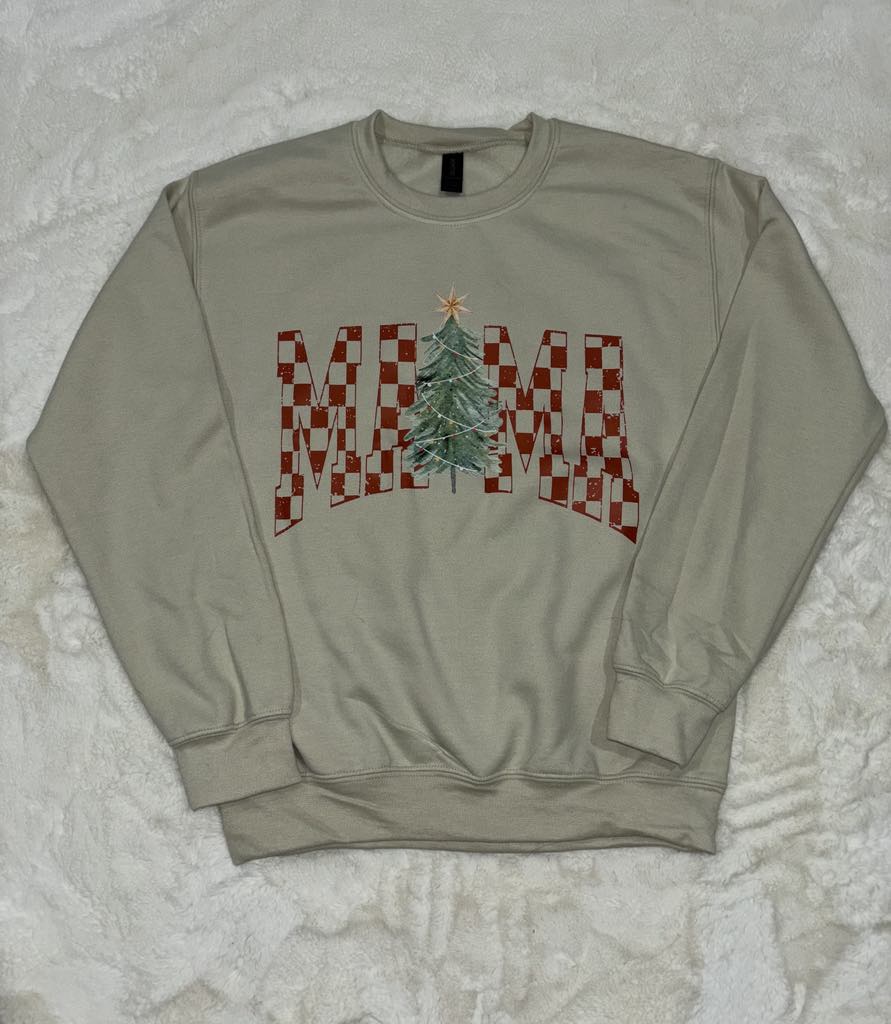 Christmas MAMA Checkered Crewneck