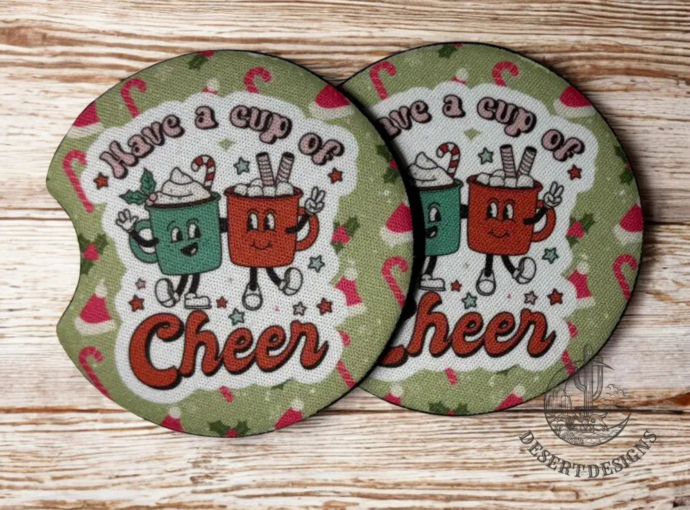 Christmas Car Coasters Cup Of Cheer