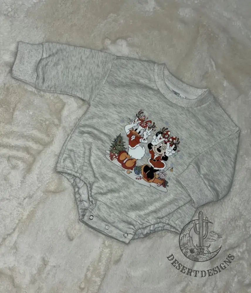 Duck & Mouse Christmas Sweatshirt Bubble Romper