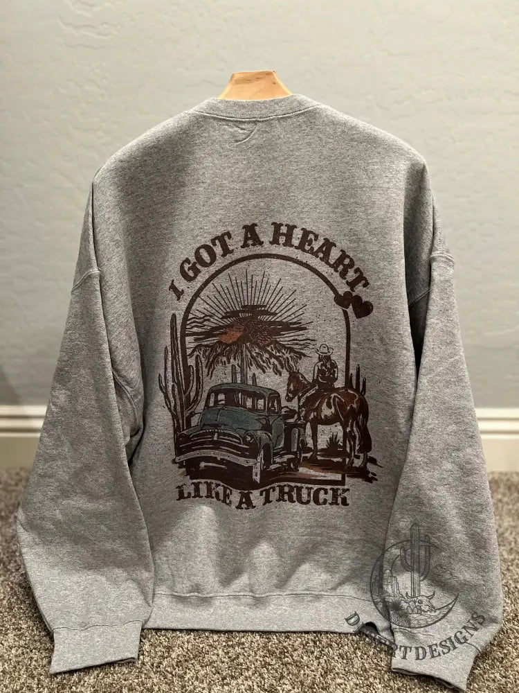 Heart Like A Truck Crewneck X-Small / Grey