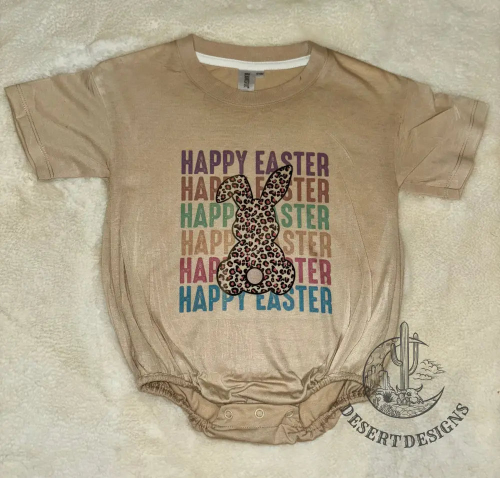 Leopard Bunny Bubble Romper 0-3 Month / Wheat