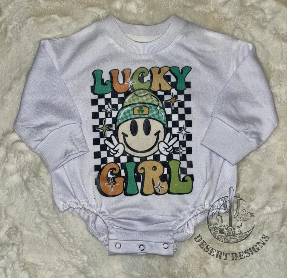 Lucky Girl Bubble Romper 0-3 Month / Long Sleeve