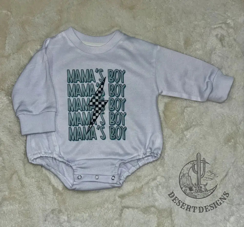 Mama’s Boy Lightning Bubble Romper 0-3 Month / White Sweatshirt