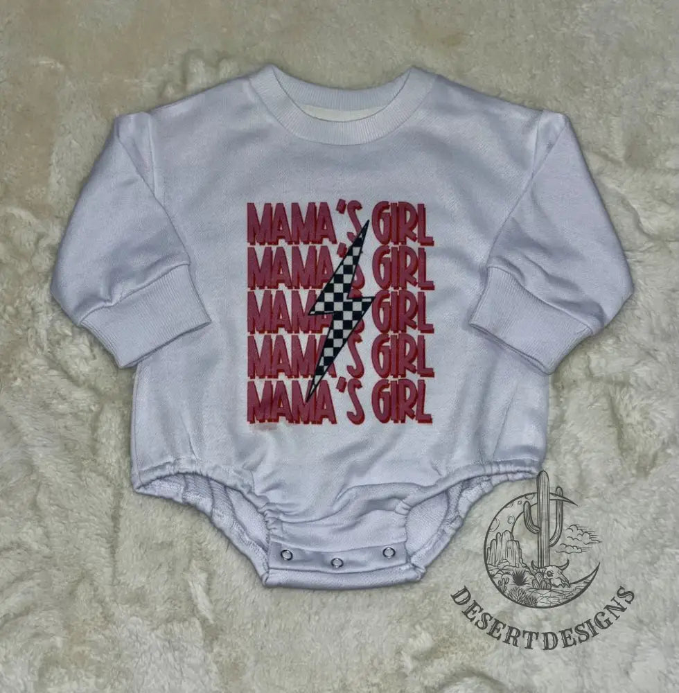 Mama’s Girl Lightning Bubble Romper 0-3 Month / White Sweatshirt