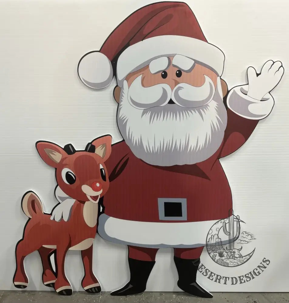 Rudolph & Santa Yard Art