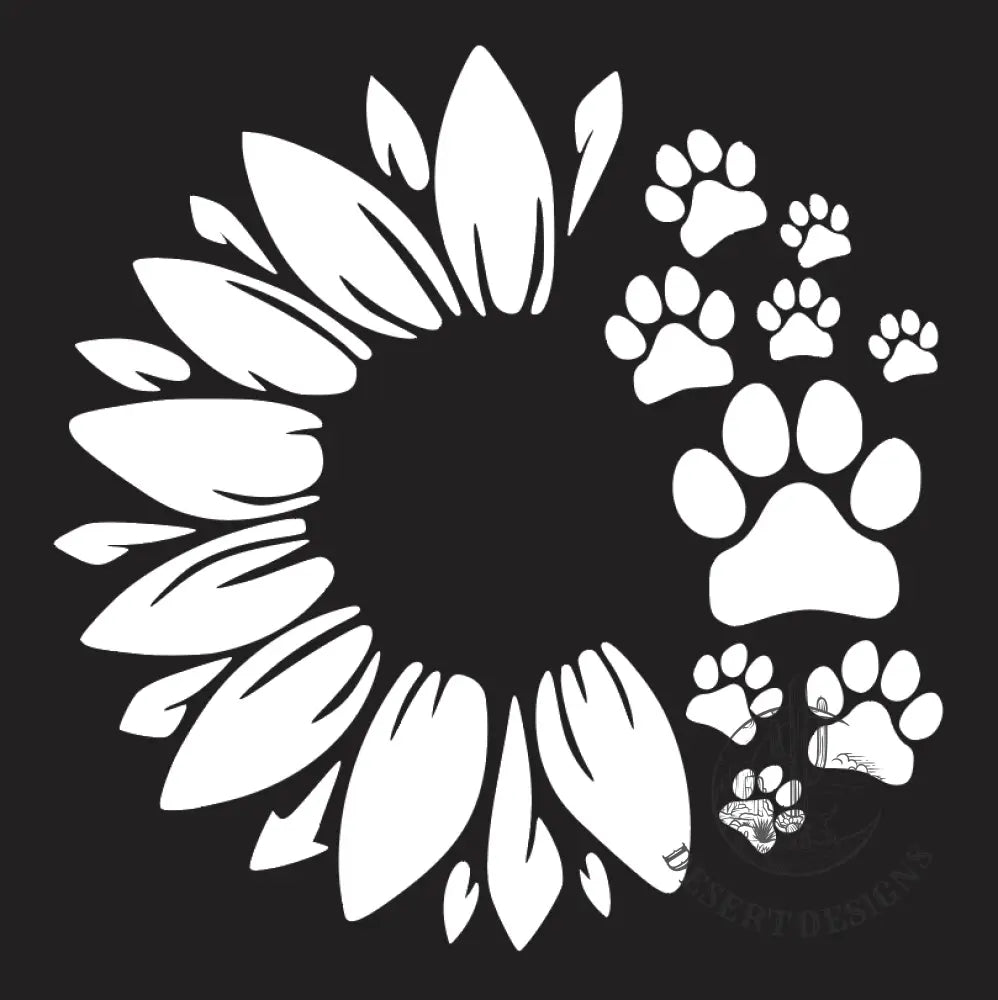 Paw Print Sunflower Decal White