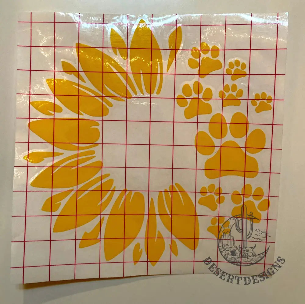 Paw Print Sunflower Decal Yellow